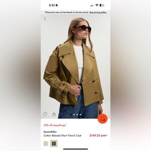 Karen Millen Khaki Double-Breasted Trench Coat